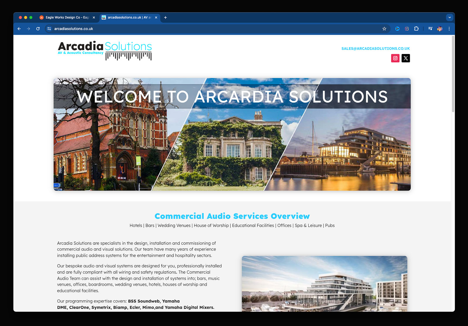 Arcadia Solutions website screenshot