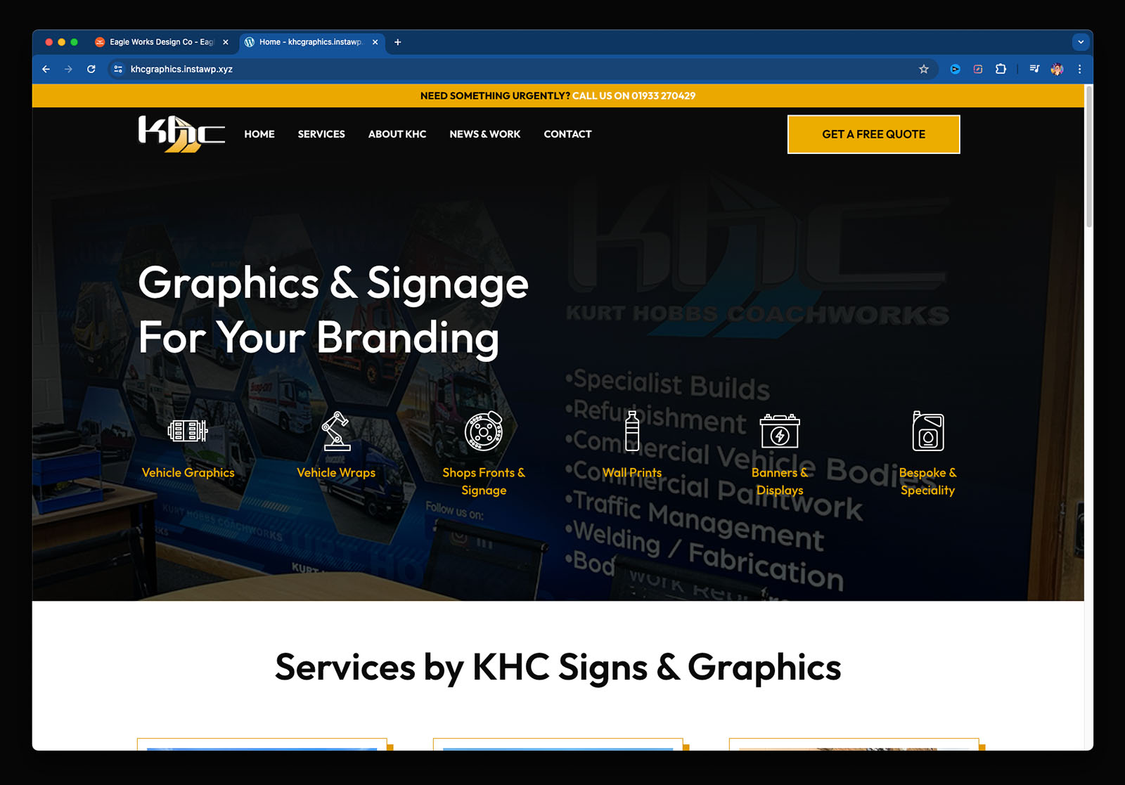 KHC Signs & Graphics website screenshot